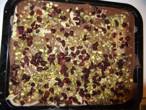 Cranberry and Pistachio Chocolate Bark