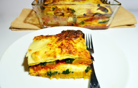 roasted squash and spinach lasagne