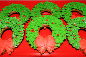 Gingerbread Iced Christmas Wreath cookies
